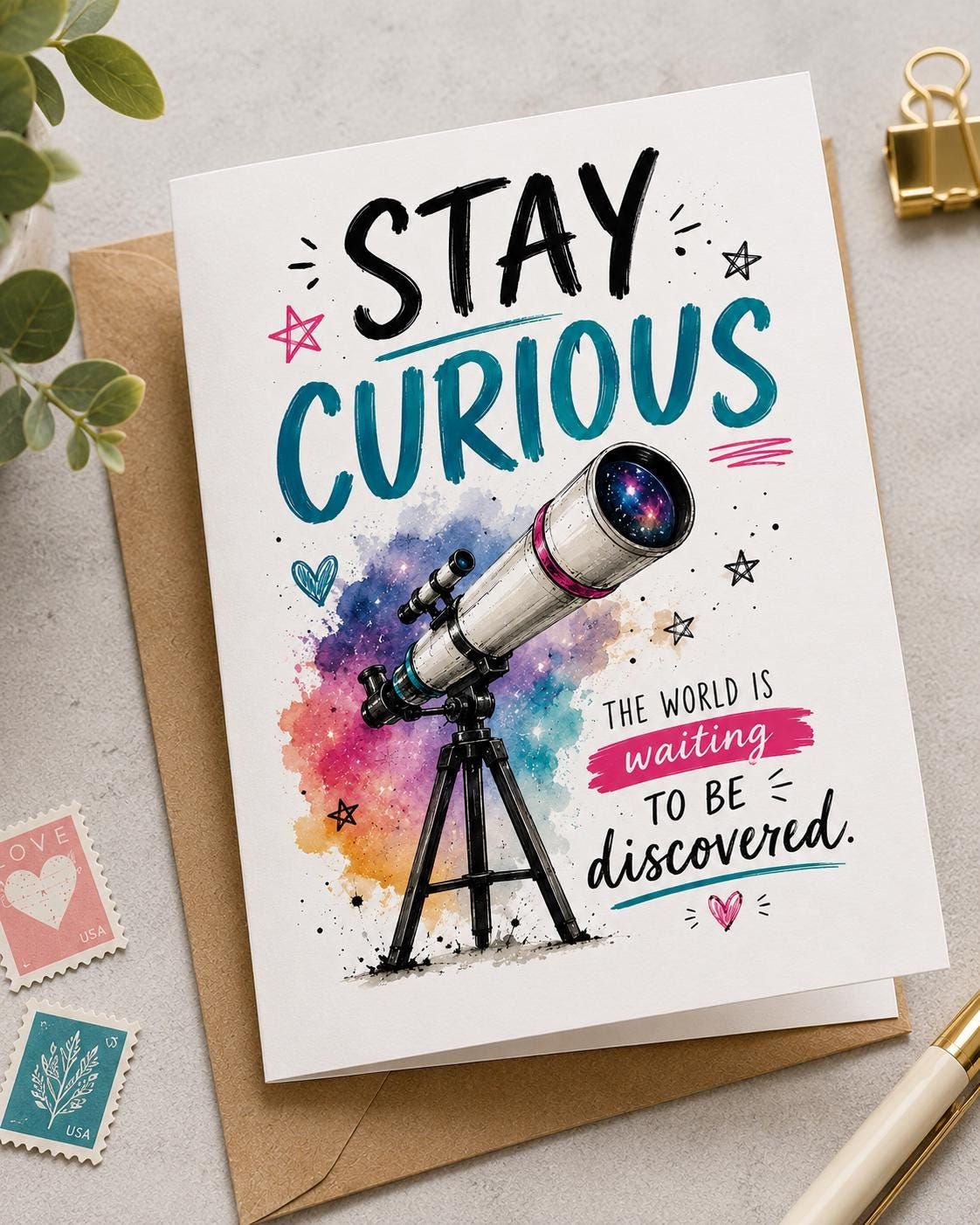 Stay Curious Card | Teen Encouragement Card | Friendship Card for Teenager | Pos