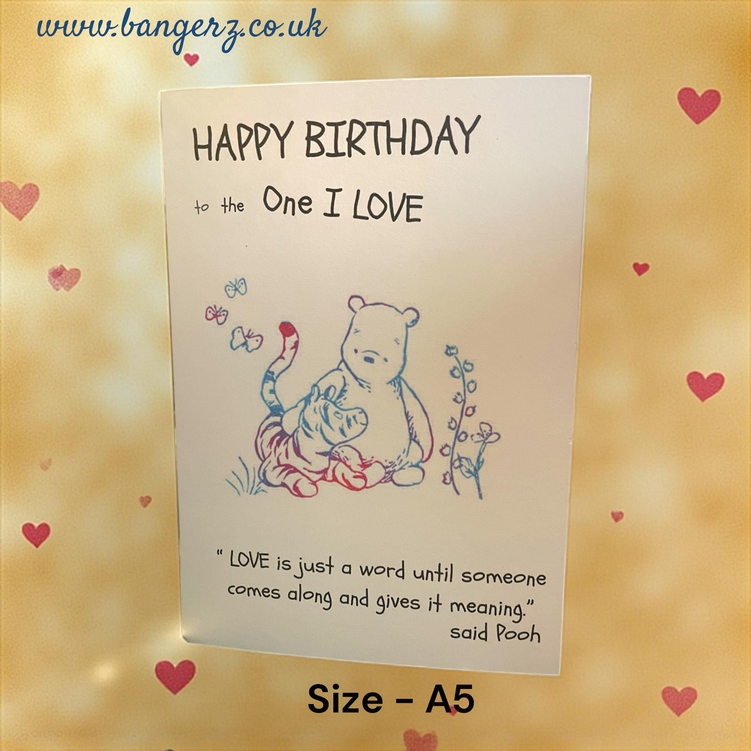 Personalized Winnie the Pooh Birthday Card: Love is Just A Word...Handmade Anniv