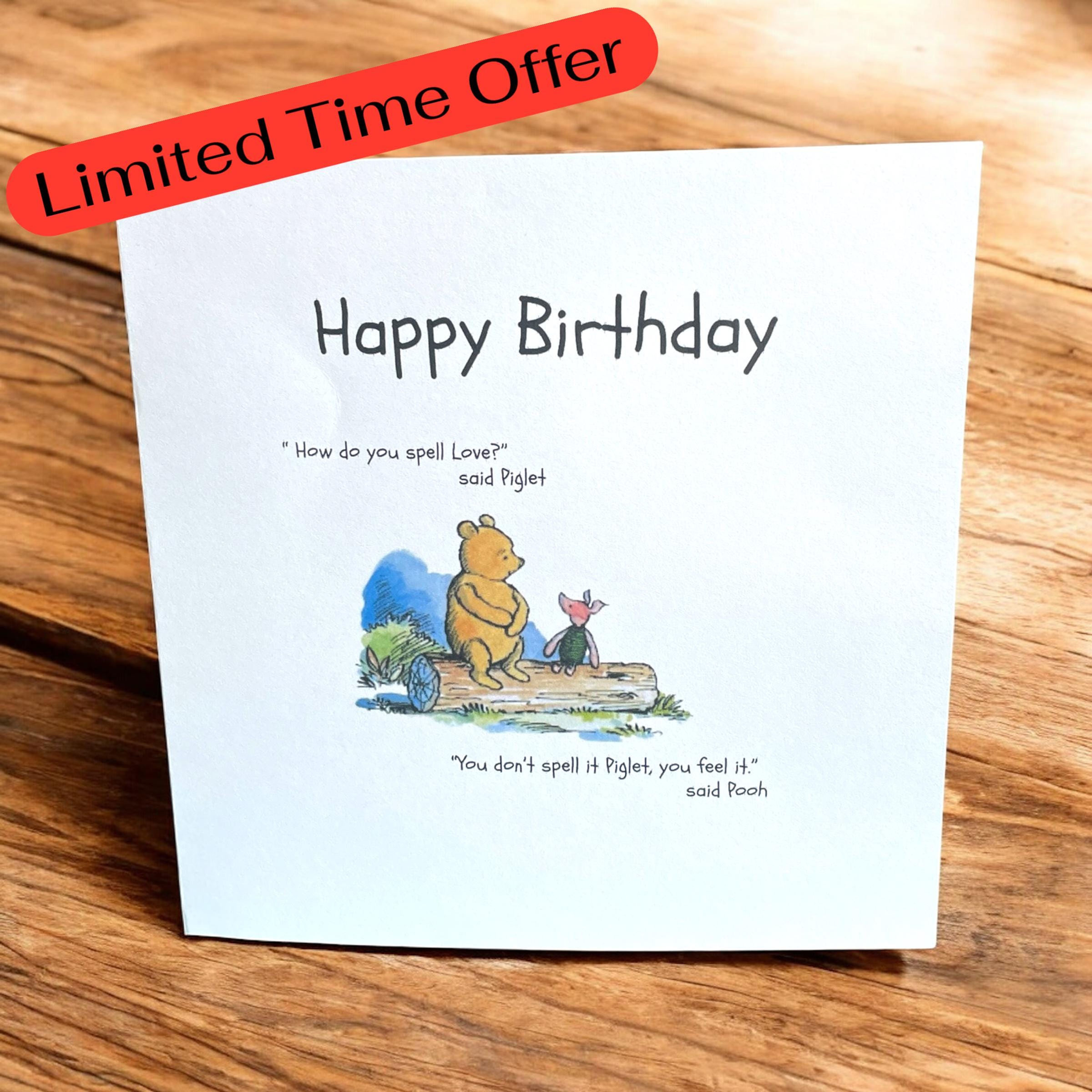 Personalized Winnie the Pooh How Do You Spell Love Birthday Card: Classic Pooh