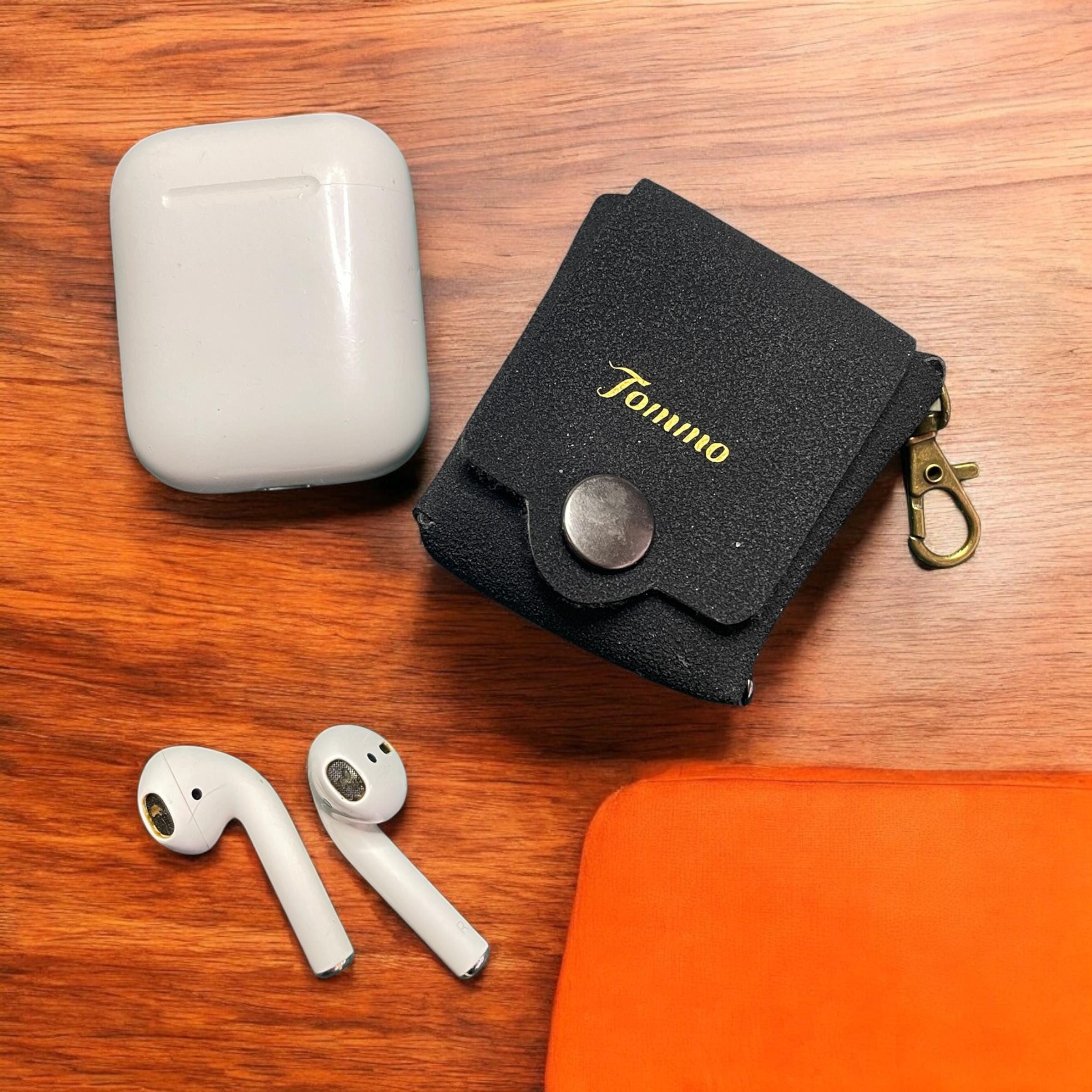 Personalized Faux Suede AirPod Case: Handmade AirPod Pouch with Clasp - image 1
