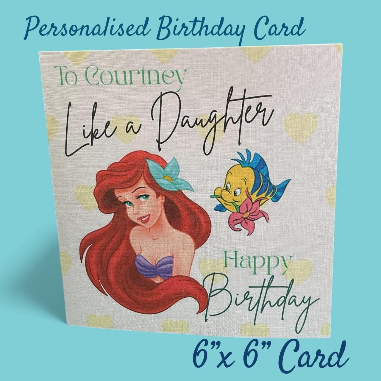 Like a Daughter Personalised Mermaid Birthday card/ 6x6 card
