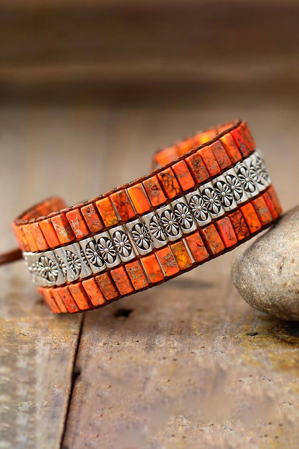 Miniatura: Handmade Triple Layer Natural Stone Bracelet