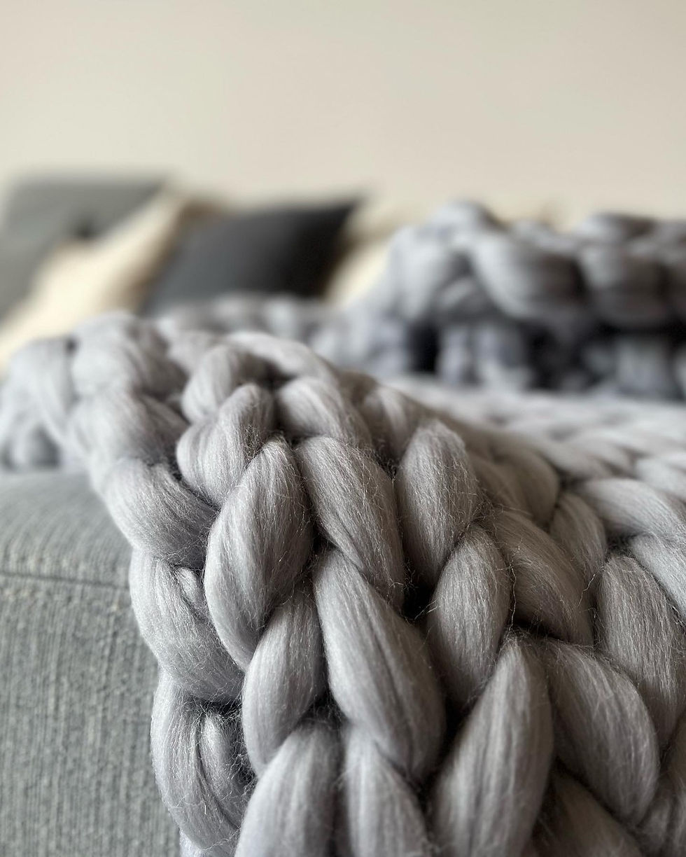 Miniatura: Světle šedá merino deka