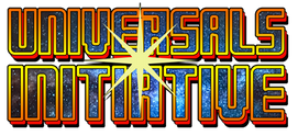 Universals Initiative comic logo for Mark Poulton’s independent superhero team series featuring cosmic action and shared-universe storytelling.