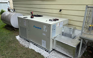 Packaged HVAC unit installed outside residential home in Egg Harbor Township NJ by All-Zone HVAC