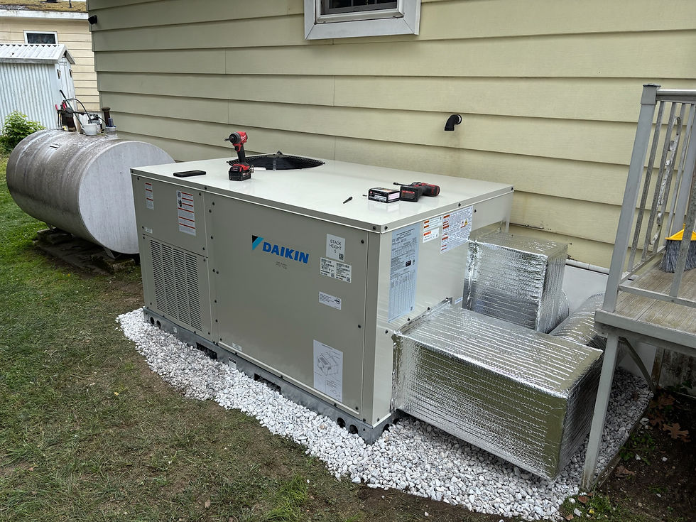 Packaged HVAC unit installed outside residential home in Egg Harbor Township NJ by All-Zone HVAC