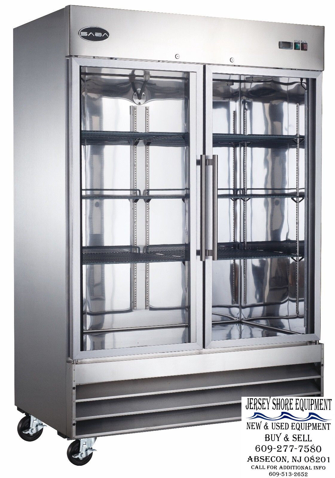 SABA S-47FG Upright Freezer, Freezer Storage Display Case 2 Glass Doors