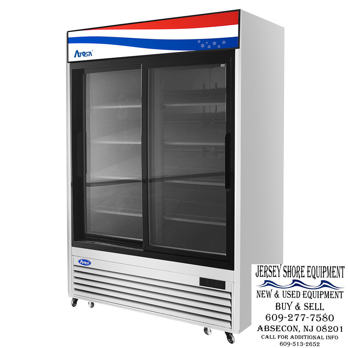 ATOSA MCF8709GR UPRIGHT SLIDING GLASS TWO(2)-DOOR REFRIGERATOR -BOTTOM MOUNT