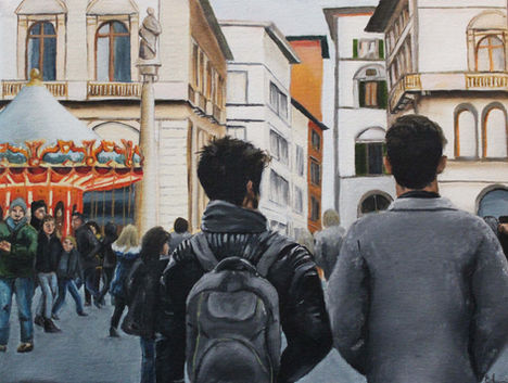 Piazza della Repubblica - Oil by Elizabeth Suriani.
