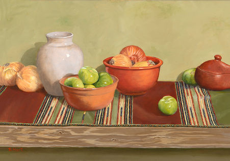 Tomatilla Tuesday - Oil by Brenda Hart.