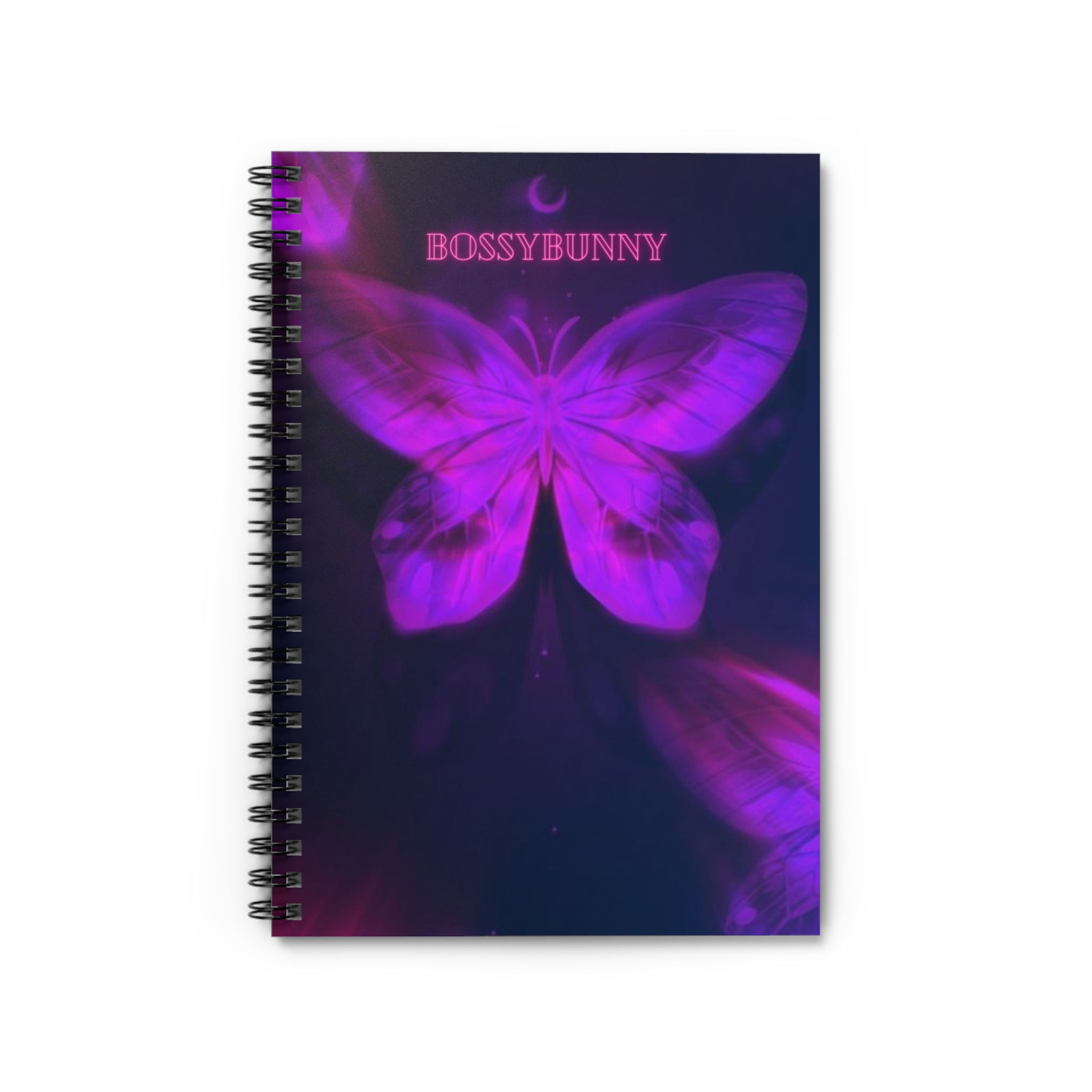 BossyBunny Purple Butterfly Spiral Notebook - Ruled Line