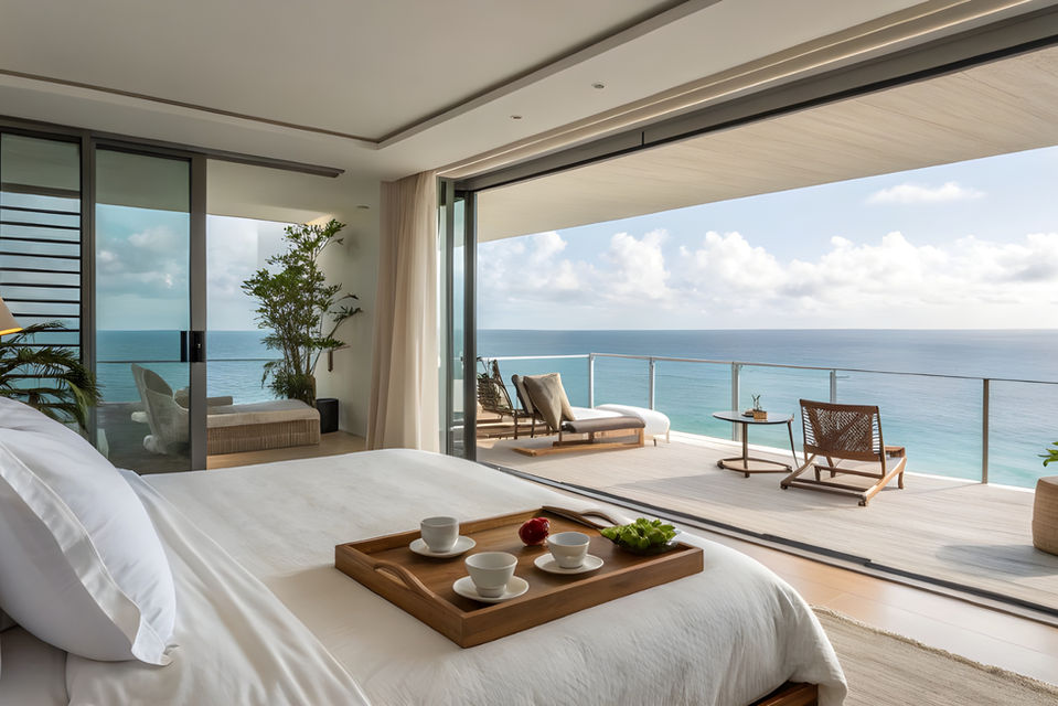 Ocean view bedroom suite with private balcony