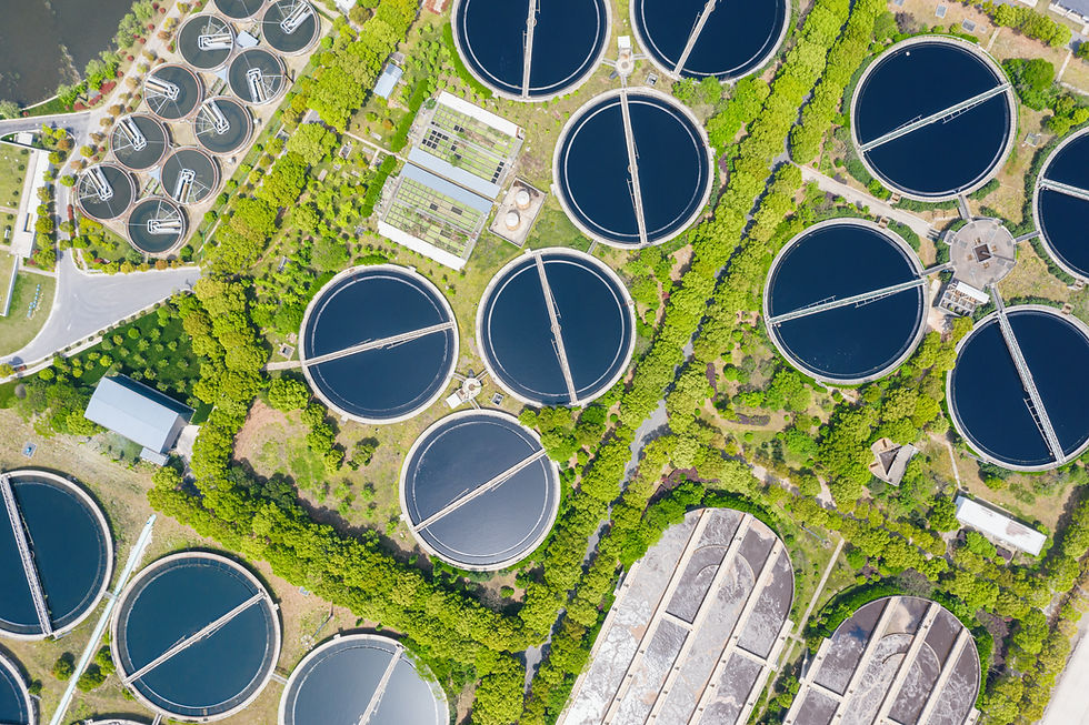 Wastewater treatment plant with aeration tanks used for nutrient removal to protect water quality