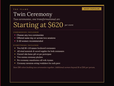Private Ceremony Pricing