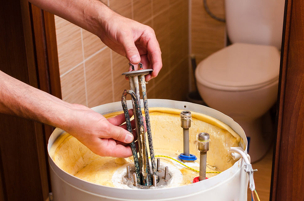 (hands removing corroded heating element from tank)
Corroded water heater heating element being removed during maintenance service by Loftin Plumbing in Southwest Florida