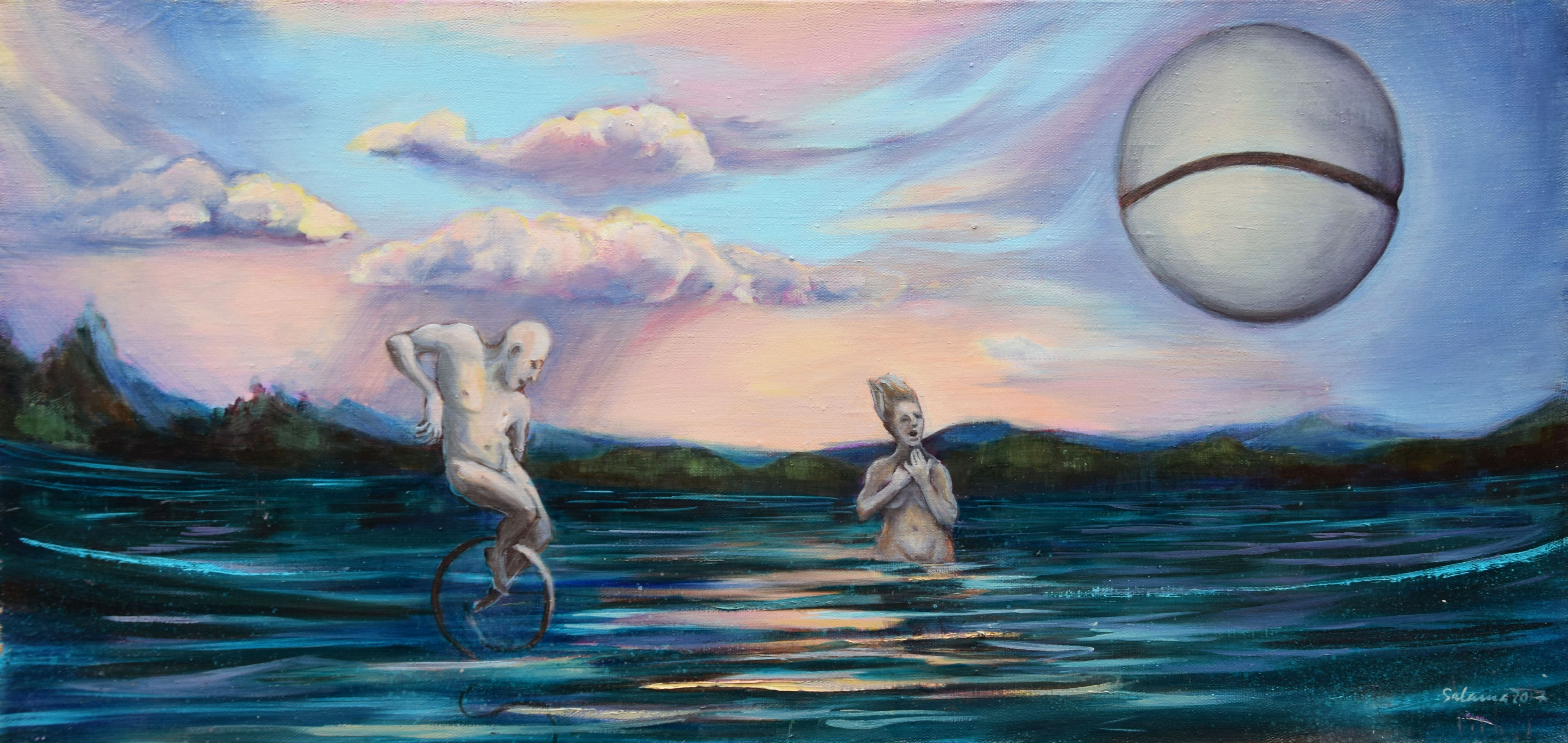 "Peculiar evening by the lake"
