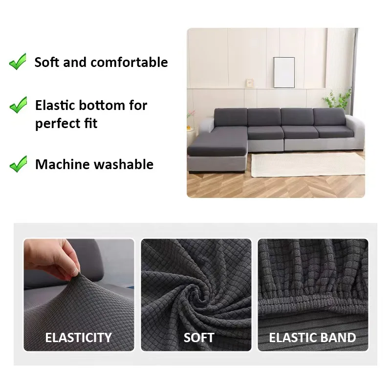 Miniatură: Polar Fleece Sofa Seat Cushion Cover Elastic Sofa Covers for Living Room Pet Kid