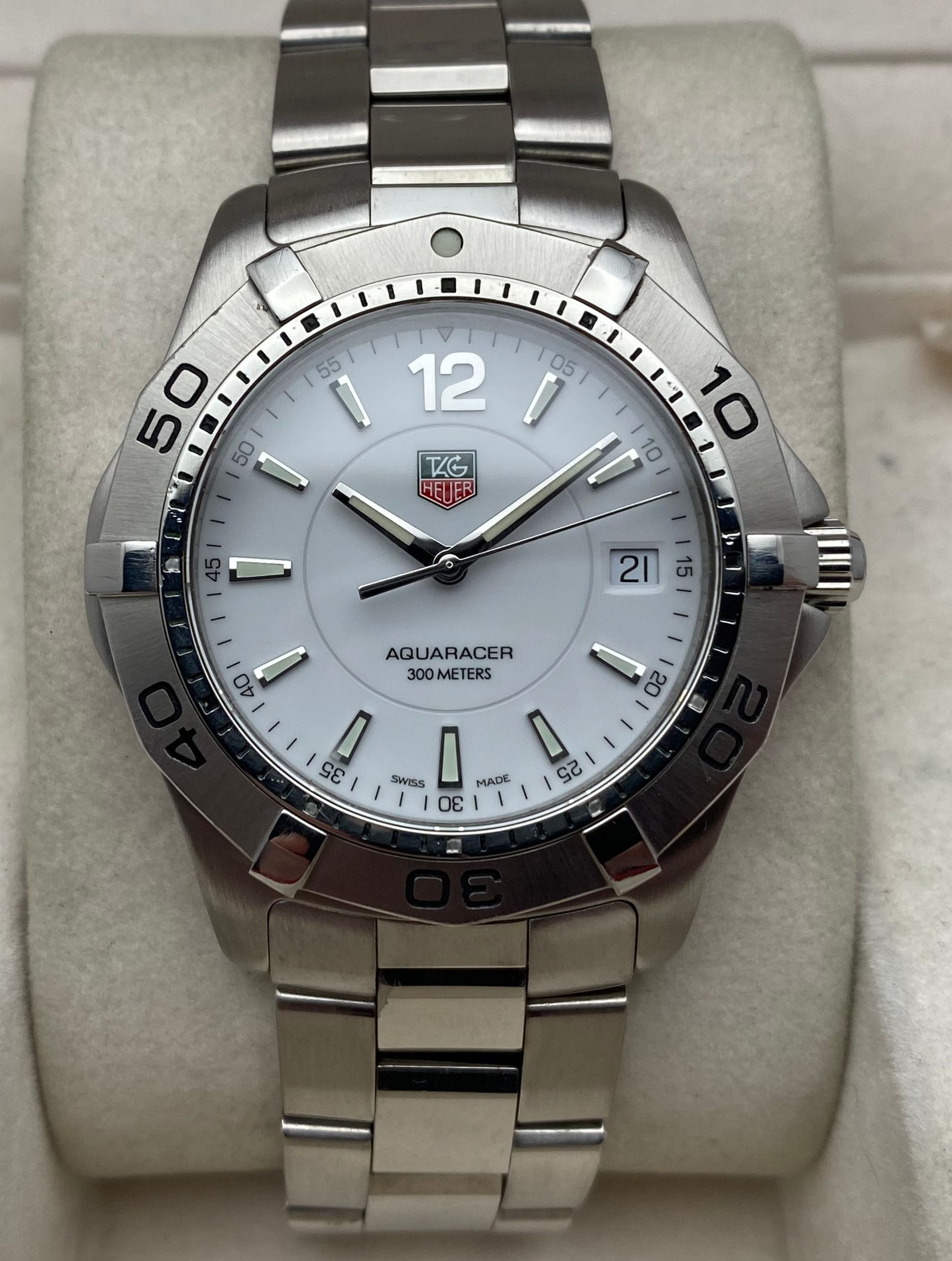 *Boxed/Papers* Tag Heuer Aquaracer Gents Watch White WAF1111.BA0801 39mm
