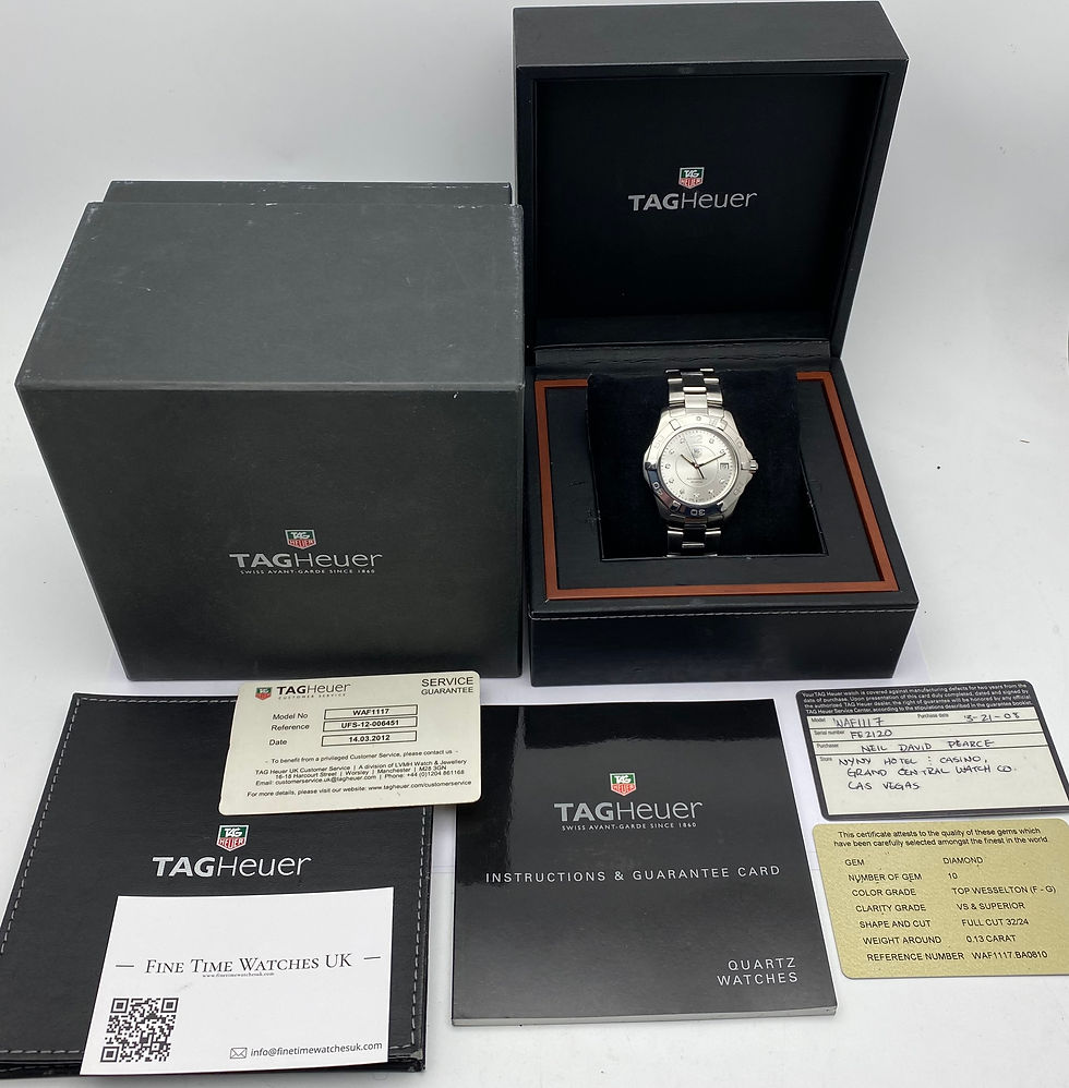 Thumbnail: *Boxed/Papers/Rare* Tag Heuer Aquaracer Diamond Unisex Watch Silver WAF1117 40mm