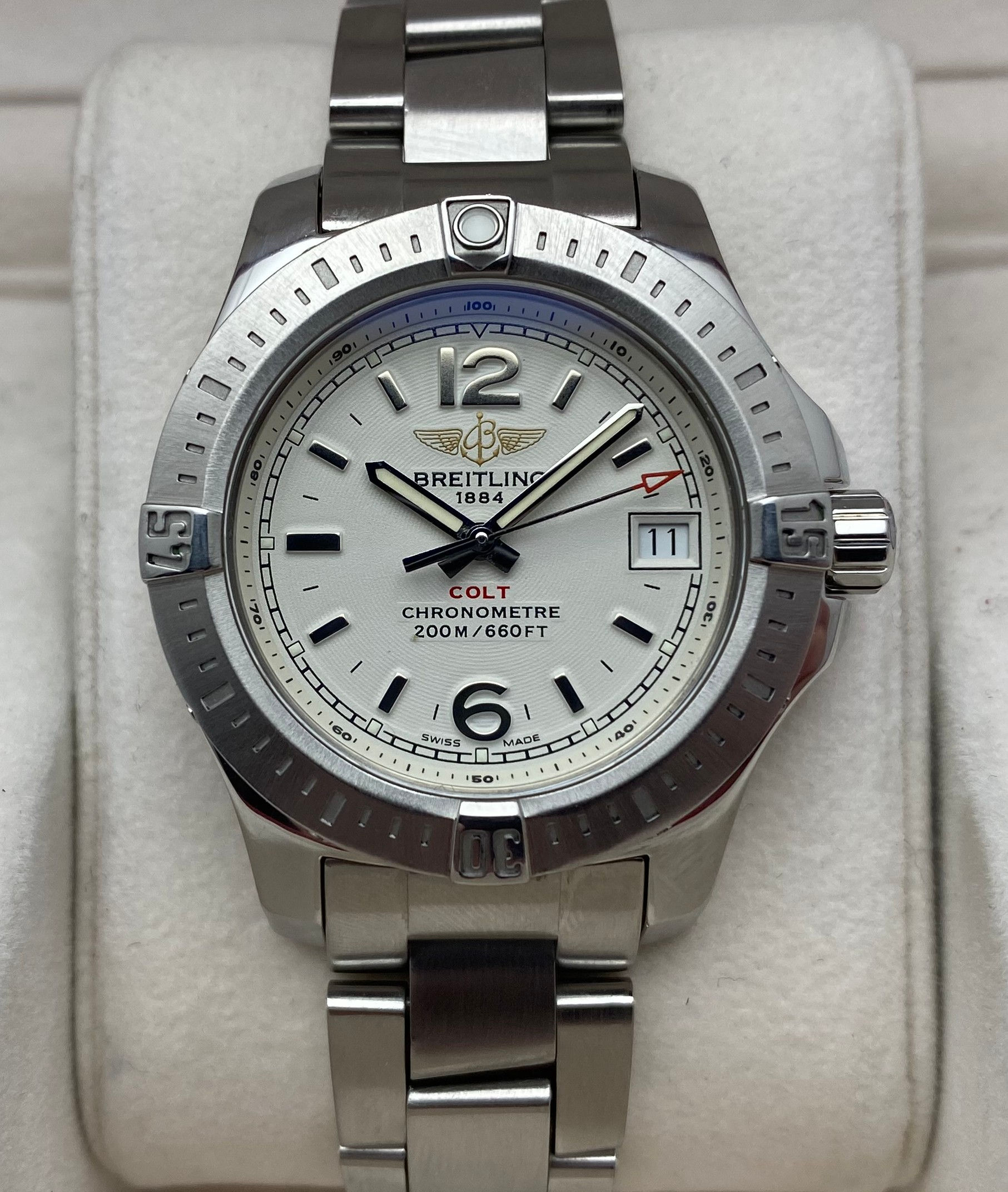 *Box/Papers* Breitling Colt Lady Watch White Dial Quartz 33mm A77388