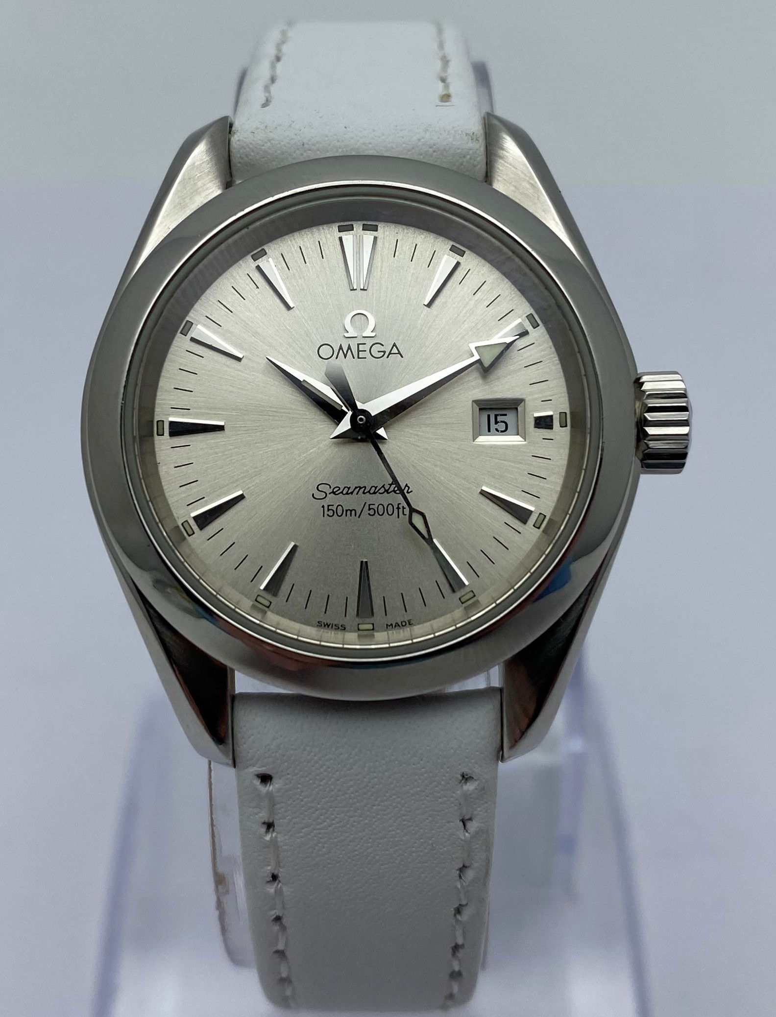 Omega Seamaster Aqua Terra Steel Quartz Watch Leather Strap 29mm 2577.30