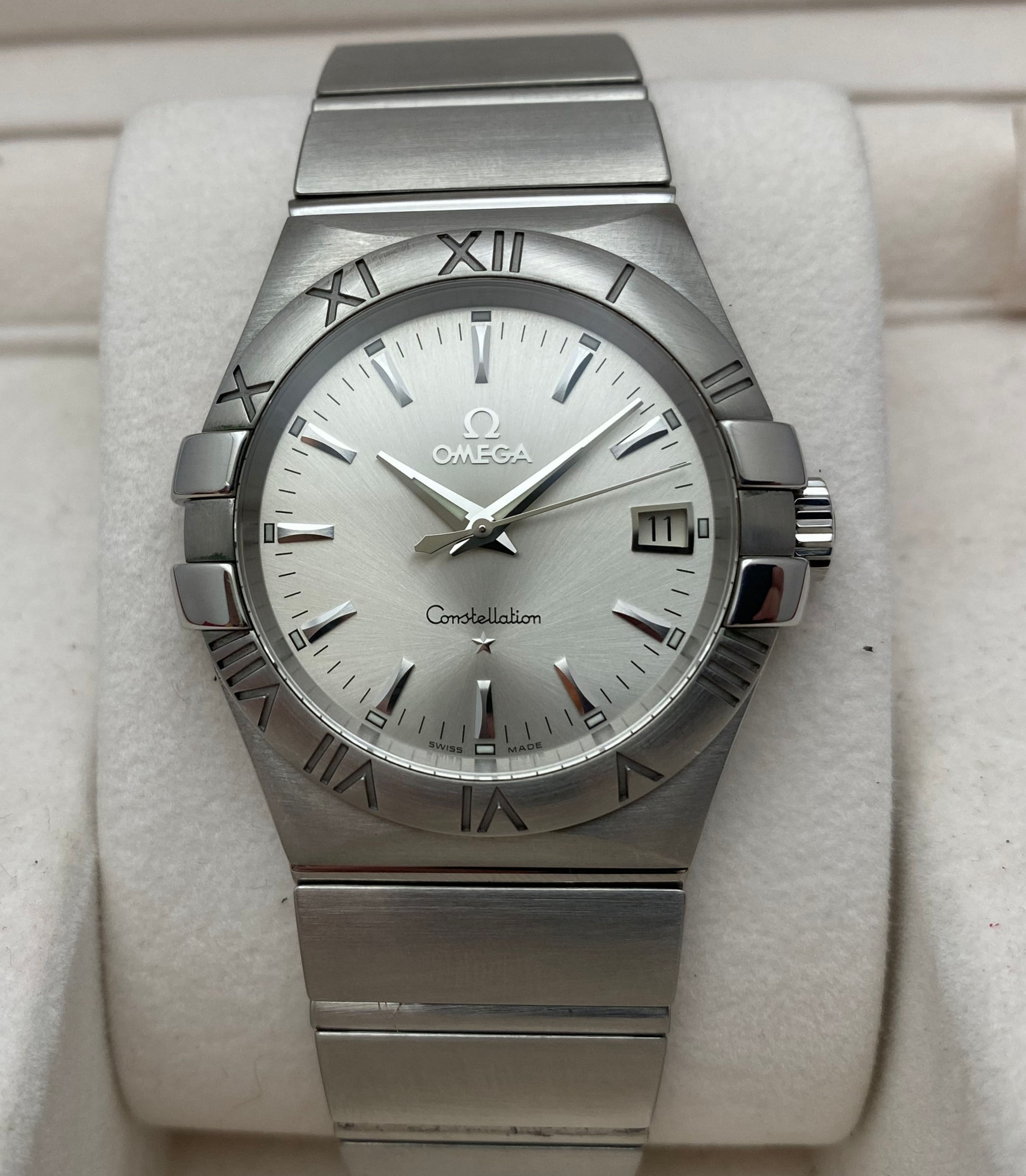 Omega Constellation Steel Quartz Watch Silver Dial 35mm 123.10.35.60.02.001