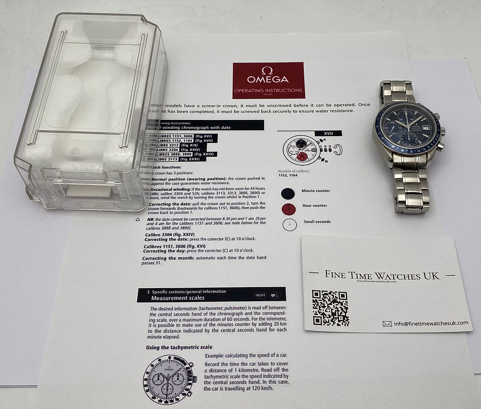 Thumbnail: Omega Speedmaster Date Chronograph Gents Watch Blue 40mm 3212.80.00