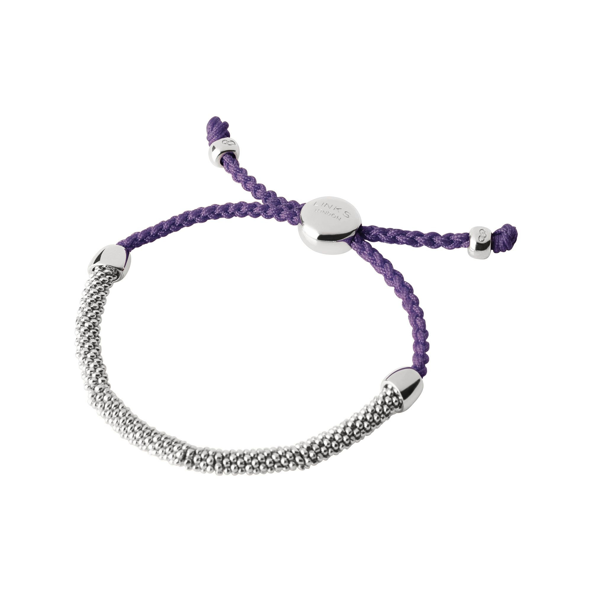 Links of London Effervescence XS Sterling Silver & Purple Cord Bracelet