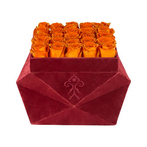 Thumbnail: Vibrant sunny orange long lasting roses preserved to stay fresh for a full year