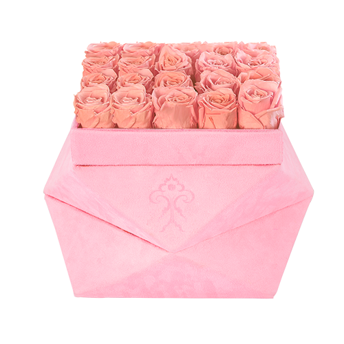 Thumbnail: Pink preserved rose box with 25 long-lasting real roses