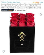 Premium Roses Small Black Box with Amazon #1 Best Seller badge.