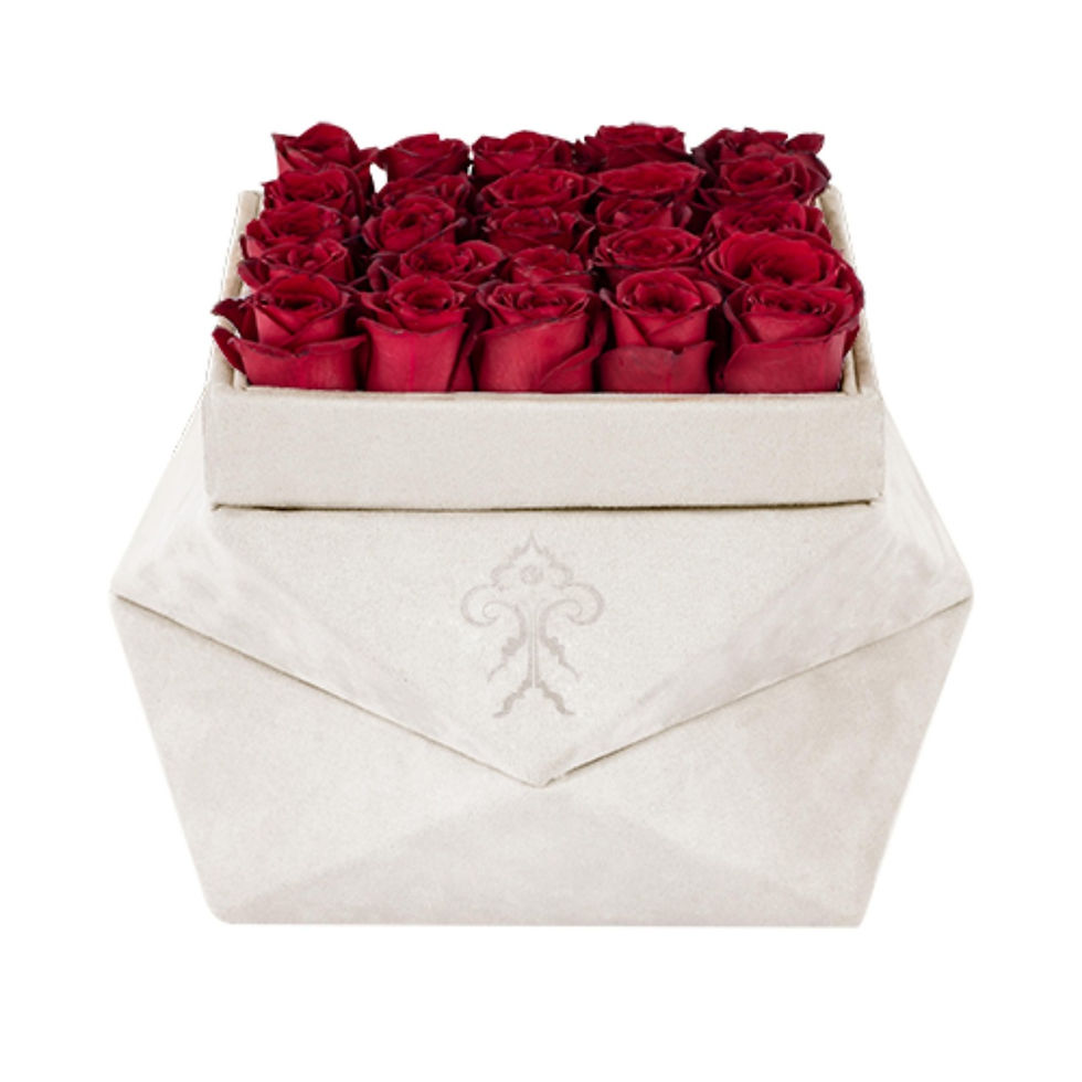 Red roses in white rose box with real roses that last up to one year