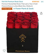 Premium Roses Medium Black Box with red roses on Amazon.