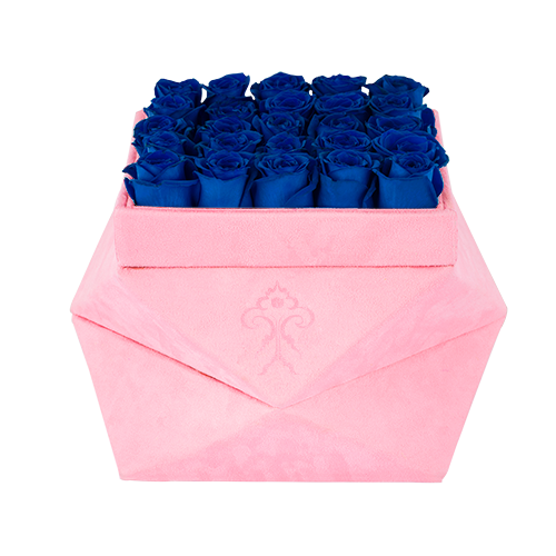 Thumbnail: Blue preserved rose box with 25 long-lasting real roses