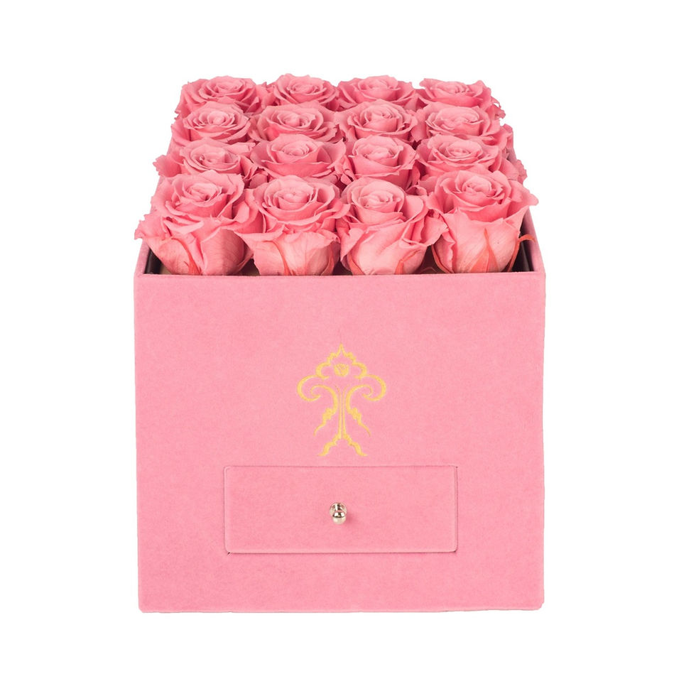 Pink Rose Box with Fresh Pink Roses Gift Arrangement