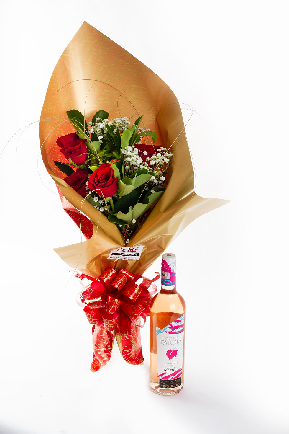 Miniatura: Ramo de 6 rosas + Vino