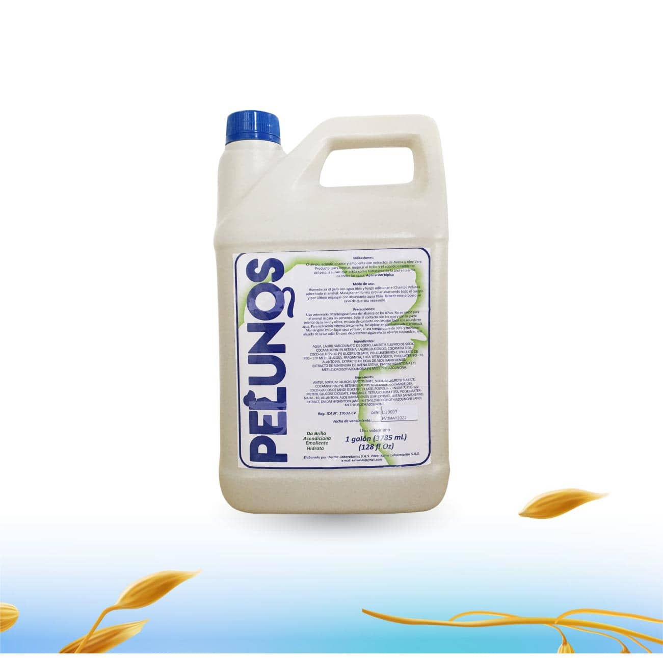 Shampoo Pelunos 4 en 1 con Aloe y Avena para Grooming Canino