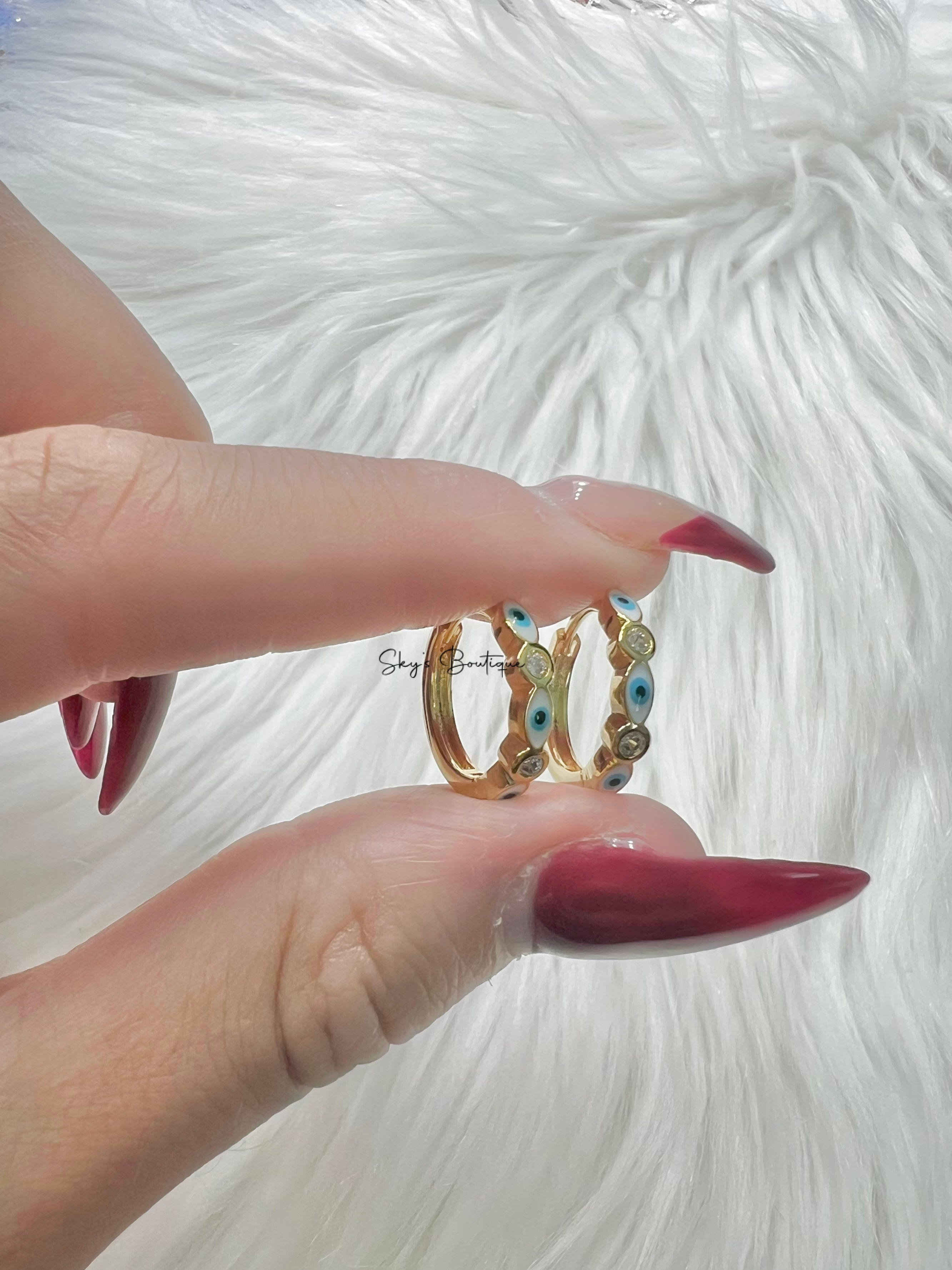 Evil Eye Mini Hoop Earrings