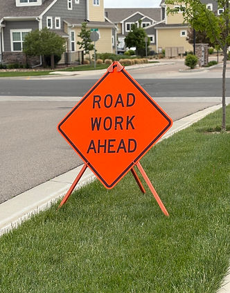 Road work ahead sign