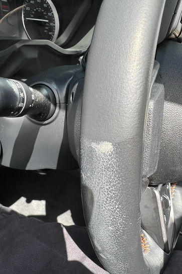 Steering wheel before and after picture