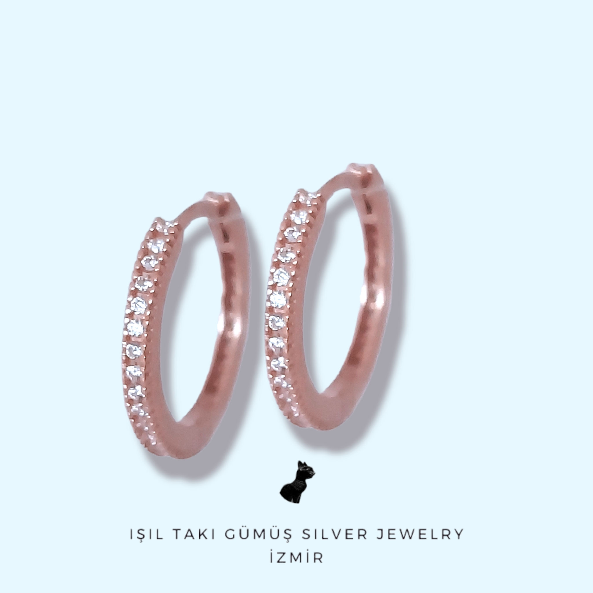 Rose Mono Taşlı Küpe (S Size)