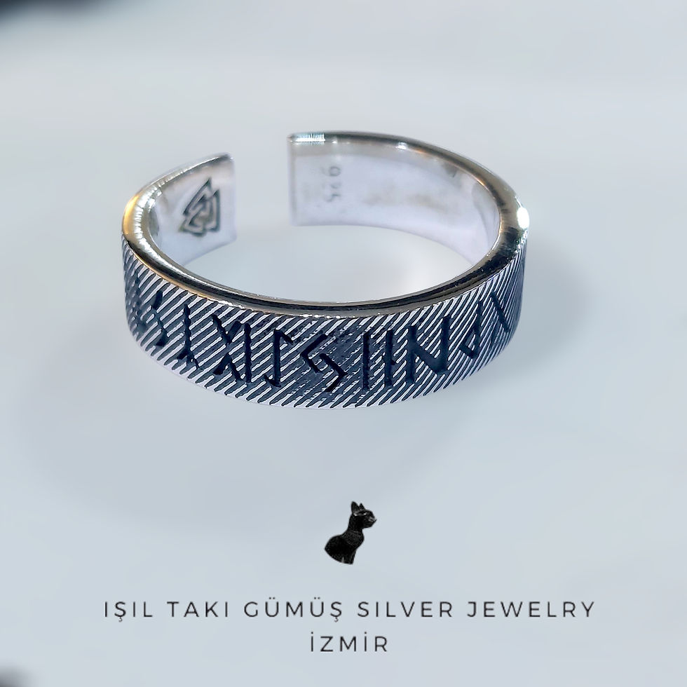 Küçük resim: Runik Valknut Viking Yüzük