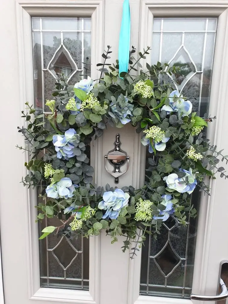 Spring Blue - Hydrangea & Eucalyptus Wreath