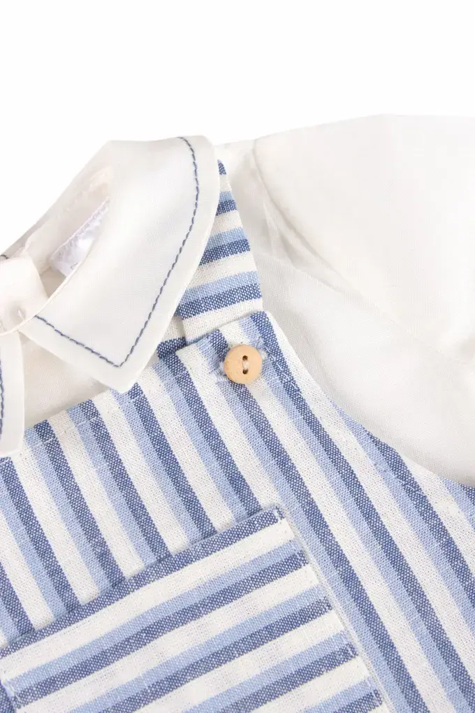 Miniatura: Jardineira com camisa bebé linho estampado