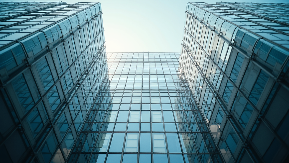 Wide angle view of a corporate office building