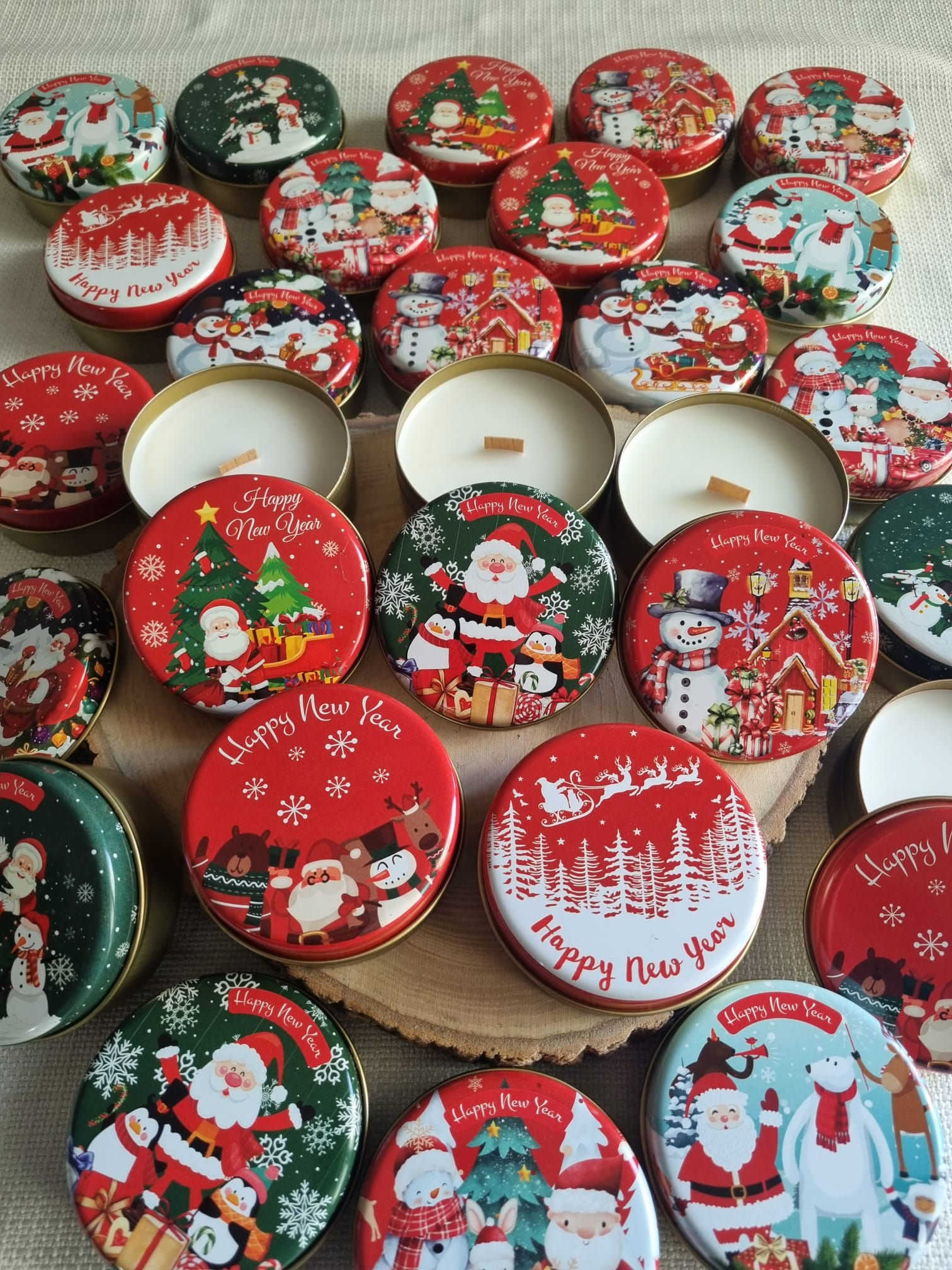 Yılbaşı Baskılı Metal Kutu Mum Seri 1