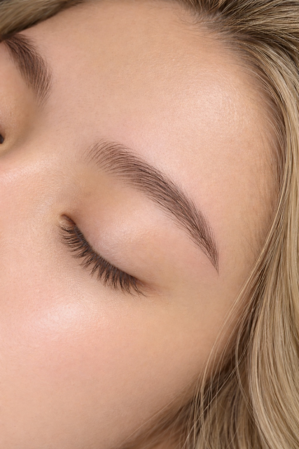 Nano brows result — realistic fluffy full brows, Allure Microblading Auckland