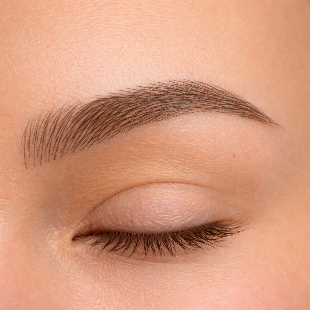 Microblading brow result — natural defined shape, Allure Microblading Auckland