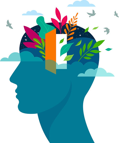 Person's head with leaves