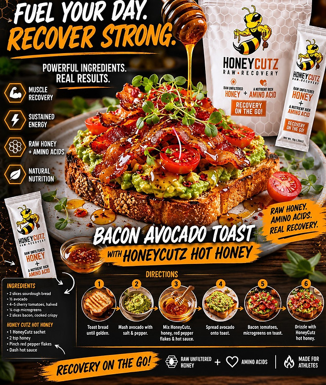 4. Bacon Avocado Toast with HoneyCutz Hot Honey -Power Breakfast-.jpg